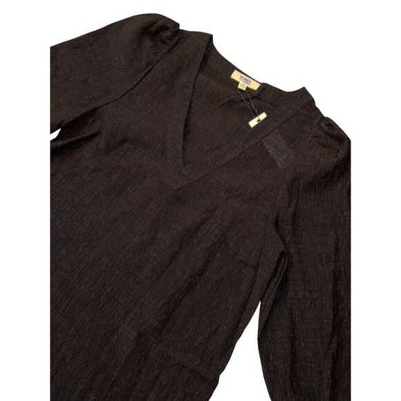 NWT BB Dakota X Steve Madden Ruston Long Sleeve V-Neck Shift Minidress Black S - Picture 3 of 8